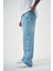 Erkek Washed Paraşüt Kargo Baggy Pantolon Mavi 3