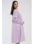 Kadın Büyük Beden Uzun Kol %100 PAMUK Mor Gecelik C4T7N7O161 2