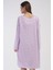 Kadın Büyük Beden Uzun Kol %100 PAMUK Mor Gecelik C4T7N7O161 4