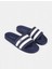 Beyaz Şerit Çizgili Lacivert Erkek Plaj Terlik 2