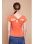 Likralı Krep Kumaş Balen Yaka Büzgülü Body Bluz-Oranj 1