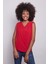 Şifon Detaylı Anvelop Kolsuz Şık Likralı Parlak Kumaş Bluz-Kırmızı 2