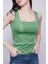 Kare Yaka Kolsuz Likralı Parlak Kumaş Body- Yeşil 2