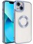 Apple iPhone 14 Plus Kılıf Logo Yeri Açık Kamera Lens Korumalı Renkli Kenarlı Şeffaf Silikon Mavi Açık 1
