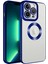Apple iPhone 12 Pro Kılıf Logo Yeri Açık Kamera Lens Korumalı Renkli Kenarlı Şeffaf Silikon Mavi 1