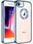 Apple iPhone 7 Kılıf Logo Yeri Açık Kamera Lens Korumalı Renkli Kenarlı Şeffaf Silikon Sierra Mavi 1