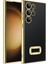 Samsung Galaxy S23 Ultra Kılıf Logo Yeri Açık Kamera Lens Korumalı Renkli Kenarlı Şeffaf Silikon Gold 1