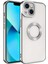 Apple iPhone 14 Plus Kılıf Logo Yeri Açık Kamera Lens Korumalı Renkli Kenarlı Şeffaf Silikon Gümüş 1