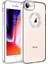 Apple iPhone 7 Kılıf Logo Yeri Açık Kamera Lens Korumalı Renkli Kenarlı Şeffaf Silikon Gümüş 1