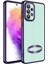 Samsung Galaxy A73 Kılıf Logo Yeri Açık Kamera Lens Korumalı Renkli Kenarlı Şeffaf Silikon Derin Mor 1