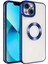 Apple iPhone 14 Plus Kılıf Logo Yeri Açık Kamera Lens Korumalı Renkli Kenarlı Şeffaf Silikon Mavi 1