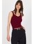 Bordo Kalın Askılı V Yaka Bluz 13293 1