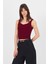 Bordo Kalın Askılı V Yaka Bluz 13293 2