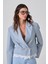 Mavi Kruvaze Kapama Dantel Detaylı Uzun Kollu Kısa Ceket 2