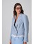 Mavi Kruvaze Kapama Dantel Detaylı Uzun Kollu Kısa Ceket 4