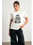 Ekru Pamuklu Inci ve Fiyonk Detaylı Bisiklet Yaka Kısa Kollu T-Shirt 2