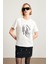 Ekru Baskı Detaylı Bisiklet Yaka Kısa Kollu T-Shirt 1