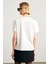 Ekru Baskı Detaylı Bisiklet Yaka Kısa Kollu T-Shirt 3
