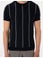 Erkek Lacivert Slim Fit Bisiklet Yaka Çizgili Triko Tişört 50307332-VR033 6