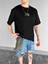 Erkek %100 Pamuk Yazlık Baskılı Oversize 'everything Is An Option' Nakışlı T-Shirt Siyah 2