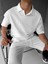 Oversize Polo Yaka Basic Fitilli T-Shirt Ekru 1