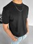 Regular Fit Bisiklet Yaka Esnek Triko T-Shirt Siyah 1
