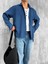 Oversize Fit Uzun Kollu Müslin Gömlek Lacivert 1
