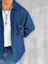 Oversize Fit Uzun Kollu Müslin Gömlek Lacivert 3