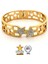 316 L Gold Zirkon Detay Yıldız Tasarım Kalın Çelik Kelepçe Bileklik - HMÇB-0023 2