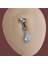 Deliksiz Zirkon Damla Sallantılı Sıkıştırma Klipsli Göbek Piercingi Belly Piercing 1