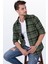 Yeşil Turuncu Çizgili Slimfit Oduncu Erkek Gömlek 3