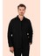 Siyah Düz Oversize Oduncu Erkek Gömlek 5