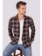 Bordo Beyaz Çizgili Slimfit Oduncu Erkek Gömlek 3