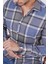 Mavi Gri Kareli Slimfit Oduncu Erkek Gömlek 1