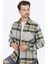 Gri Yeşil Geçişli Oversize Oduncu Erkek Gömlek 3