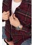 Bordo Sarı Çizgili Oversize Oduncu Erkek Gömlek 2