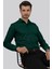 Kına Yeşili Kare Düğmeli Slimfit Erkek Gömlek 2