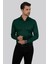 Kına Yeşili Kare Düğmeli Slimfit Erkek Gömlek 3