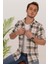 Krem Yeşil Desenli Slimfit Oduncu Erkek Gömlek 2