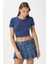 Kadın Serra %100 Pamuk Lacivert Crop Top 3