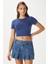 Kadın Serra %100 Pamuk Lacivert Crop Top 5