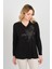 Kadın Önü Taş Süslemeli Yakası Boncuk Detaylı Uzun Kol Anne Bluz 5747 Siyah 1