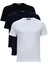 Erkek Beyaz-Lacivert-Siyah 3'lü Slim Fit %100 Pamuk Bisiklet Yaka Basic Tişört Paketi 50318808-VR140 1