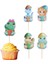 Baby Dinozor Temalı Kürdan Figürlü Pasta Süsü Cupcake Kürdanı 10'lu 3