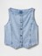 Kadın Mavi Ultrasoft Crop Denim Yelek 2