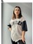 Complex Kolları Deri Kolej Oversize T-Shirt - Beyaz 1
