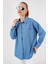 Oversize Kot Gömlek 20280 - Mavi 3