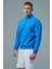 Daily Core - Mavi Yarım Fermuarlı Pamuklu Erkek Oversize Sweatshirt 1