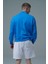 Daily Core - Mavi Yarım Fermuarlı Pamuklu Erkek Oversize Sweatshirt 3