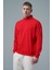 Daily Core - Kırmızı Yarım Fermuarlı Pamuklu Erkek Oversize Sweatshirt 1